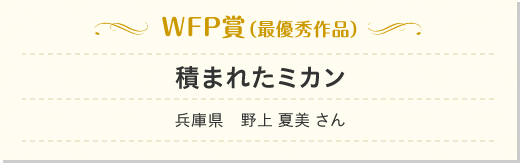 WFP賞（最優秀作品）積まれたミカン　兵庫県　野上 夏美 さん
