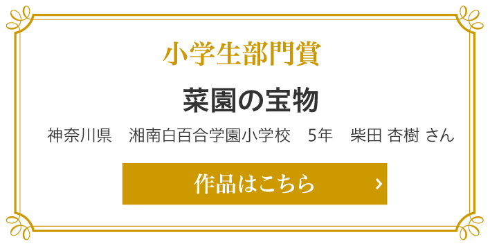 小学生部門　菜園の宝物　神奈川県　湘南白百合学園小学校　5年　柴田 杏樹 さん